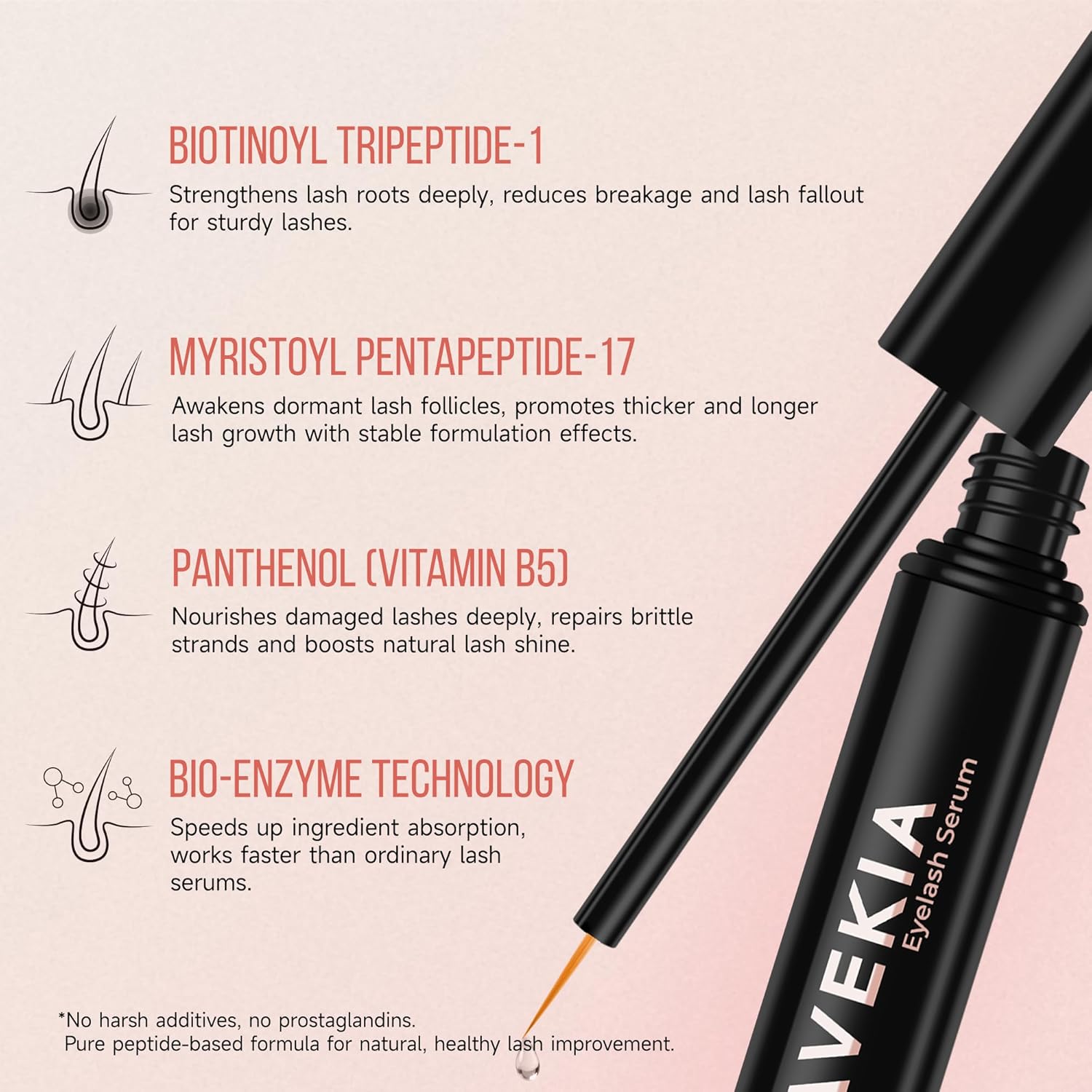Thumbnail 6 de Navekia Premium Wimpernserum 2026 – 3 ml, 2 Schlüsselpeptide + Bioenzym, vegan & tierversuchsfrei