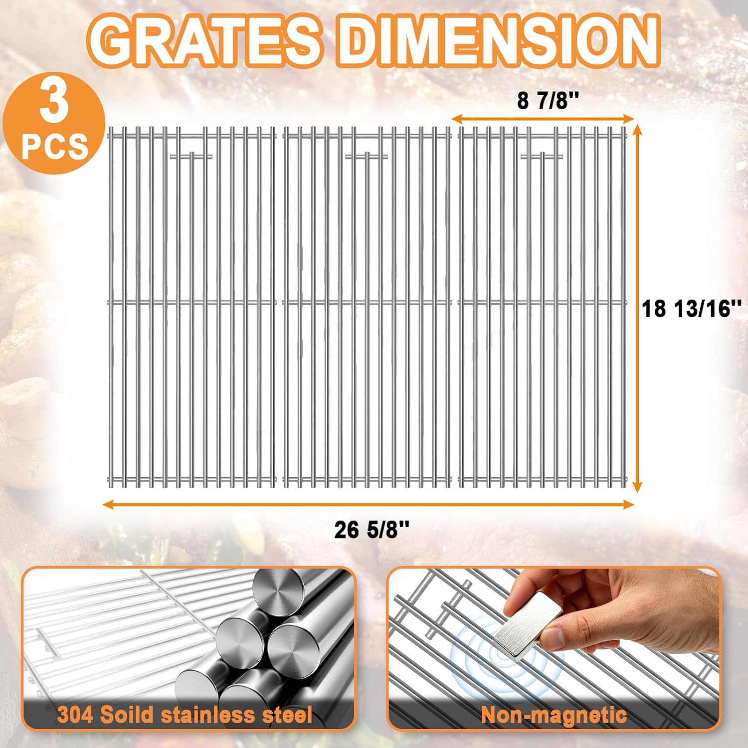 Detalle de KitchenAid-Compatible Grill Grates, 18 13/16-inch