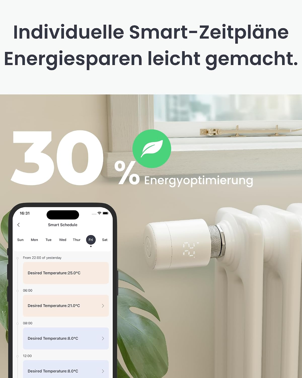 Detalle de SwitchBot Smart Heizkörperthermostat Matter Combo – Bluetooth-Thermostat mit App & Zeitplanung
