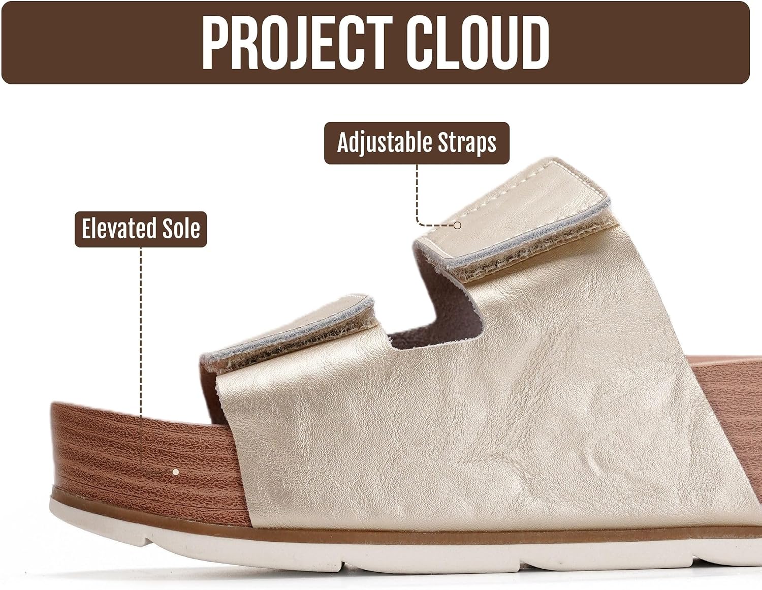 Thumbnail 3 de Project Cloud 100% Genuine Leather Platform Sandals for Women