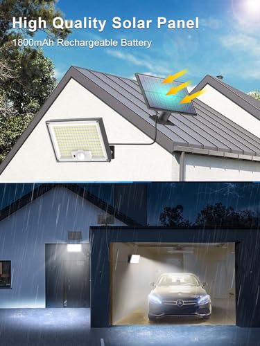 Detalle de SIGRILL Lampe Solaire Extérieur 172 LED avec Détecteur de Mouvement – IP65, 3 Modes, 5 m