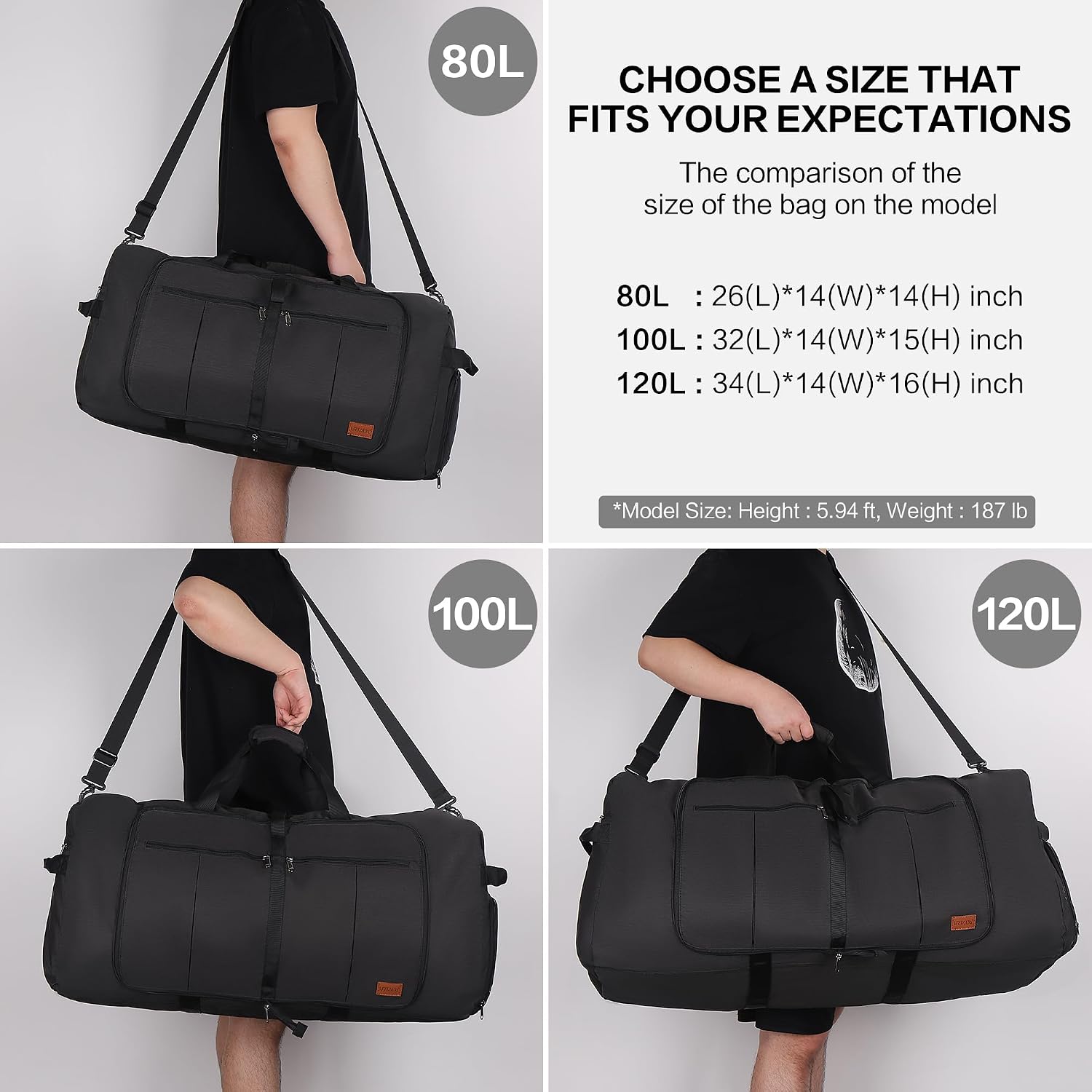 Thumbnail 1 de 120L Foldable Collapsible Waterproof Travel Duffel Bag