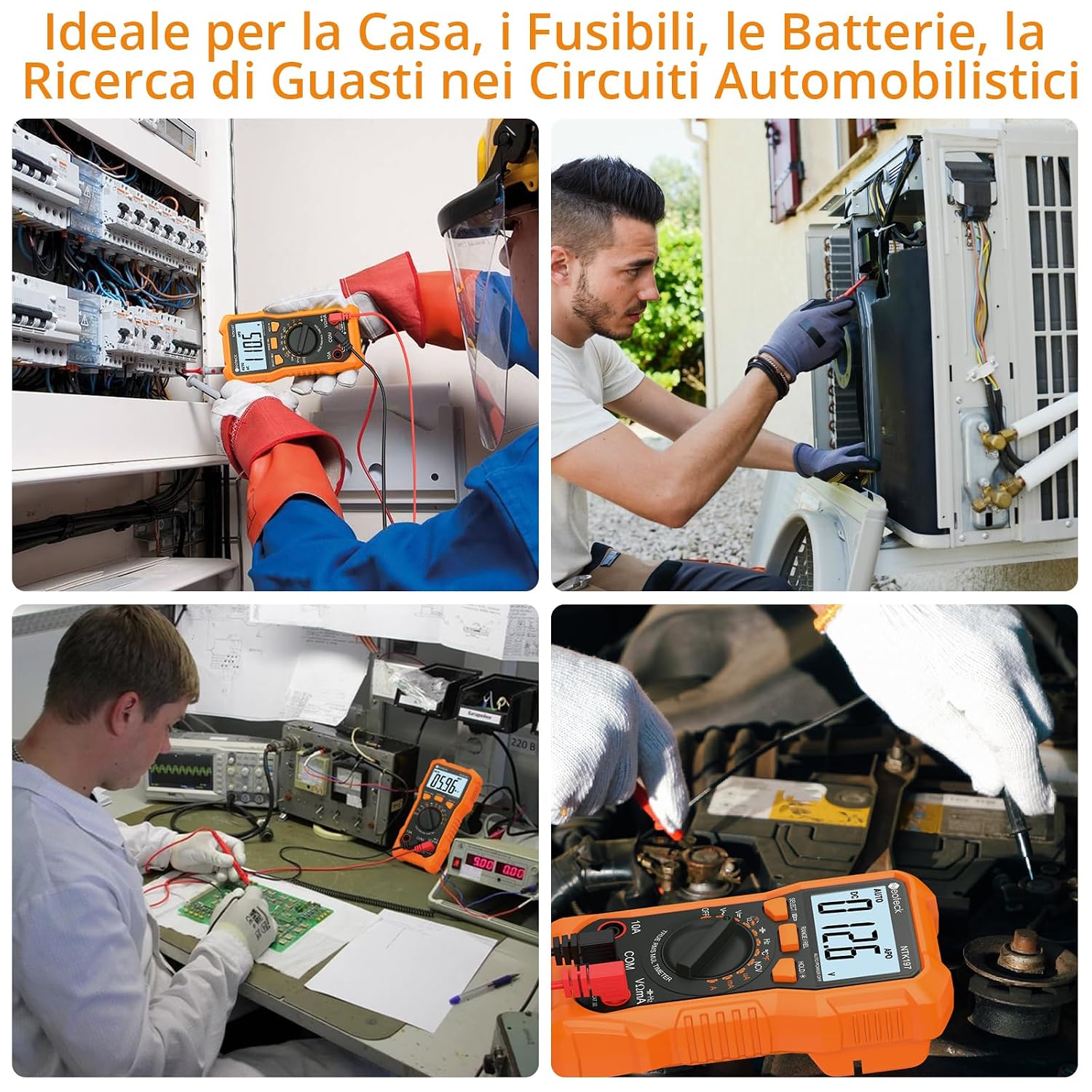 Detalle 2 de Neoteck Multimetro Digitale 2000 Conti TRMS NCV 10A: versatilità e praticità per elettricisti e hobbisti