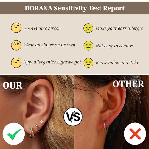 Thumbnail 6 de DORANA 3 Pair 925 Sterling Silver Stud Hoop Earrings Set for Women