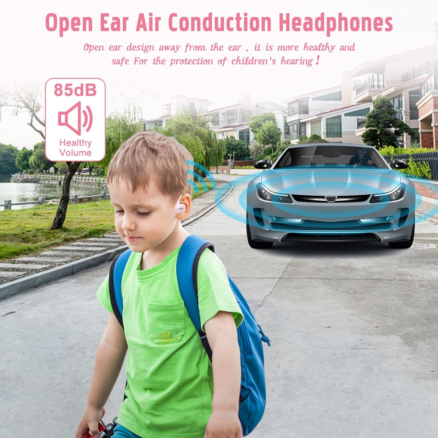 Detalle 2 de BANIGIPA Kids Headphones (Open-Ear Bluetooth 5.4) with Mic, 13g Ultra-Light