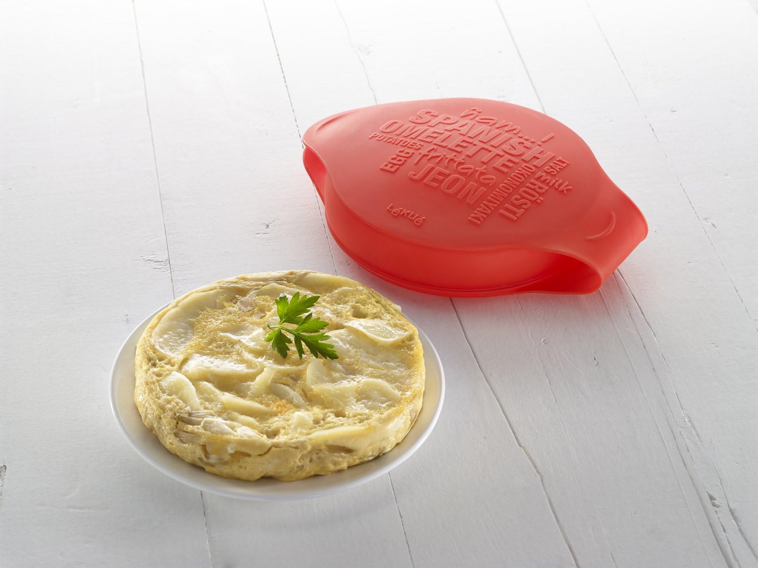 Thumbnail 3 de Lékué Molde para Tortilla Española 🍳 Silicone Platino Rojo