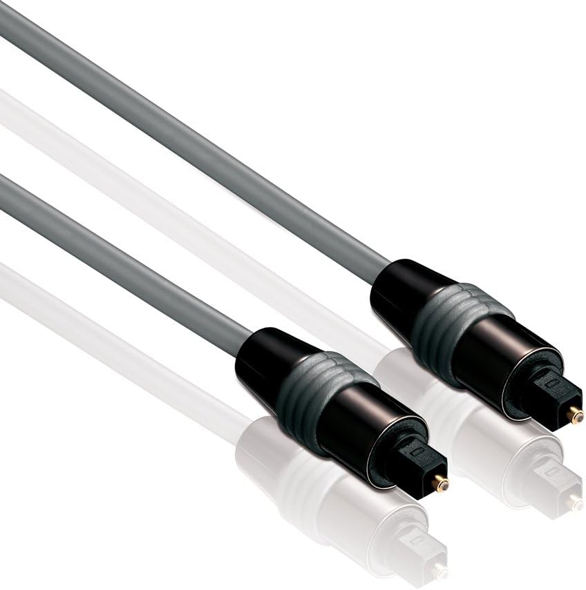 Detalle de HD Supply TC030-100 Toslink S/PDIF Audio Kabel – optisch LWL, Stecker-Stecker, Ø 6,0 mm, 10 m, Grau