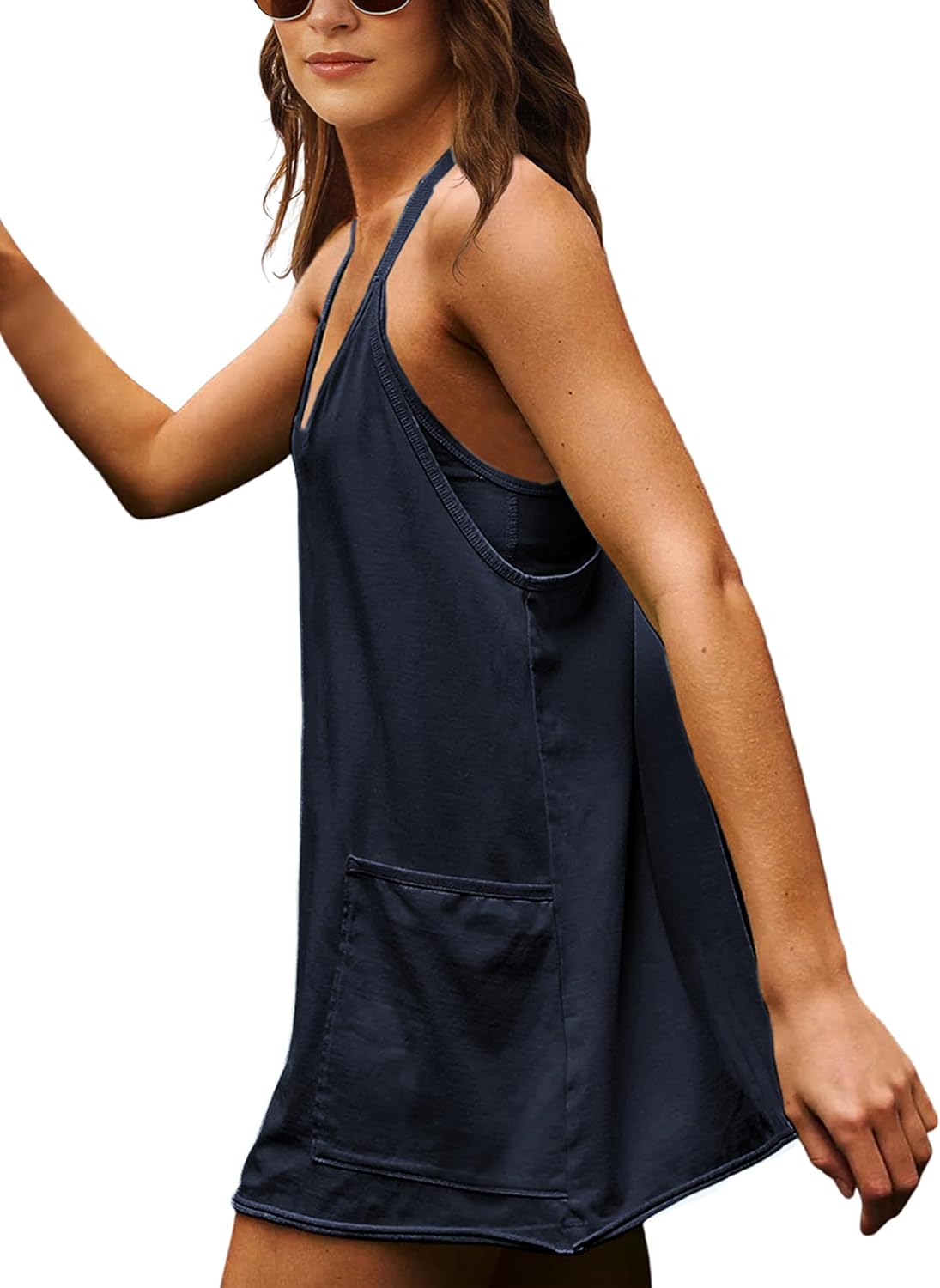 Detalle de Zhiyouni Women's Summer Sleeveless Mini Dress with Built-in Shorts