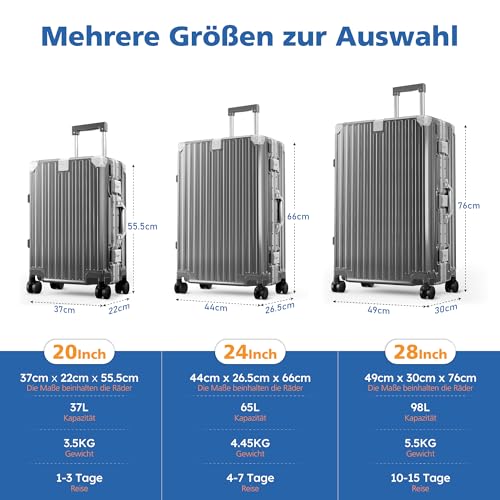 Thumbnail 7 de ALPHA CAMP Valise Grand Taille XL 76x49x30 cm — coque rigide aluminium/polycarbonate, 98L, TSA