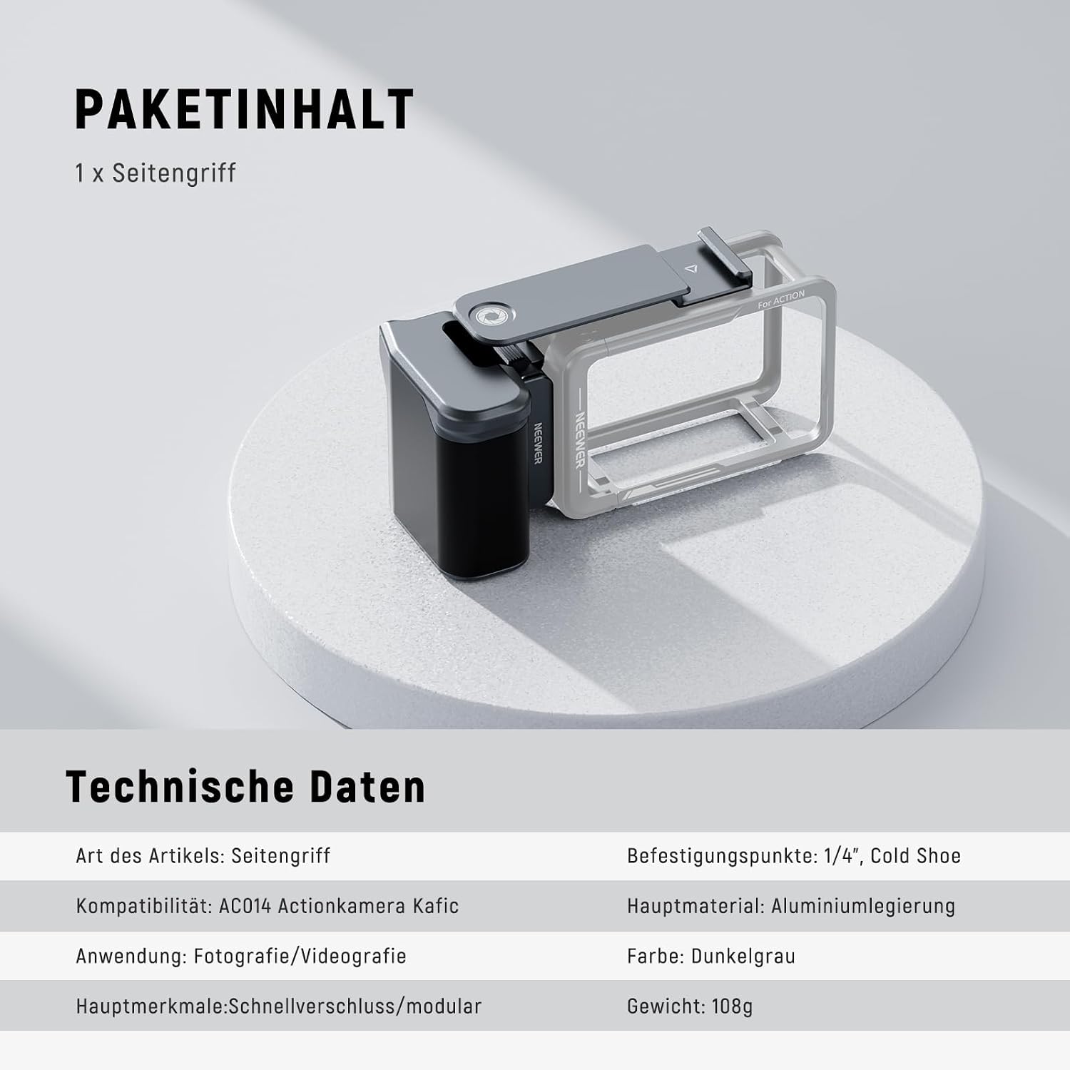 Thumbnail 6 de NEEWER AC034 Side Handle für Action-Cage 1/4
