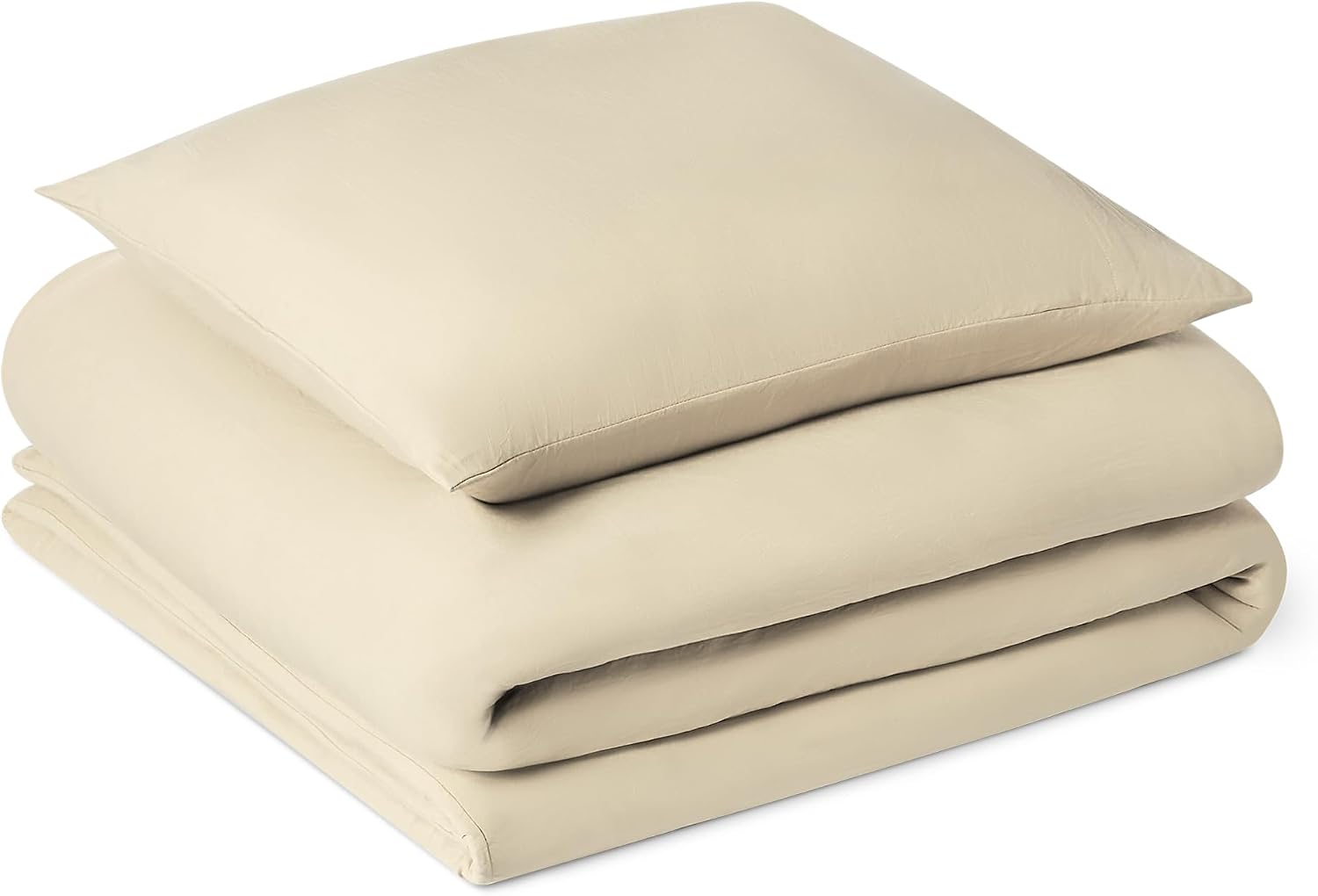 Detalle de Amazon Basics Vorgewaschene Mikrofaser-Bettwäsche 2-teilig 135x200/80x80 Beige