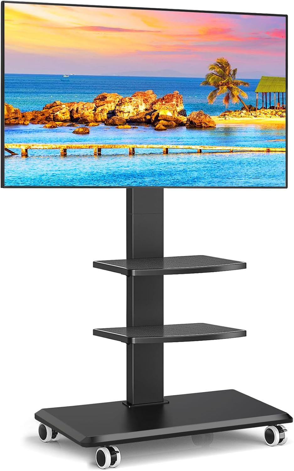 Thumbnail 6 de RFIVER Mobiler TV Ständer mit Rollen, verstellbarer Höhe und Holzfuß – kompatibel mit 26–65 Zoll TV-Geräten