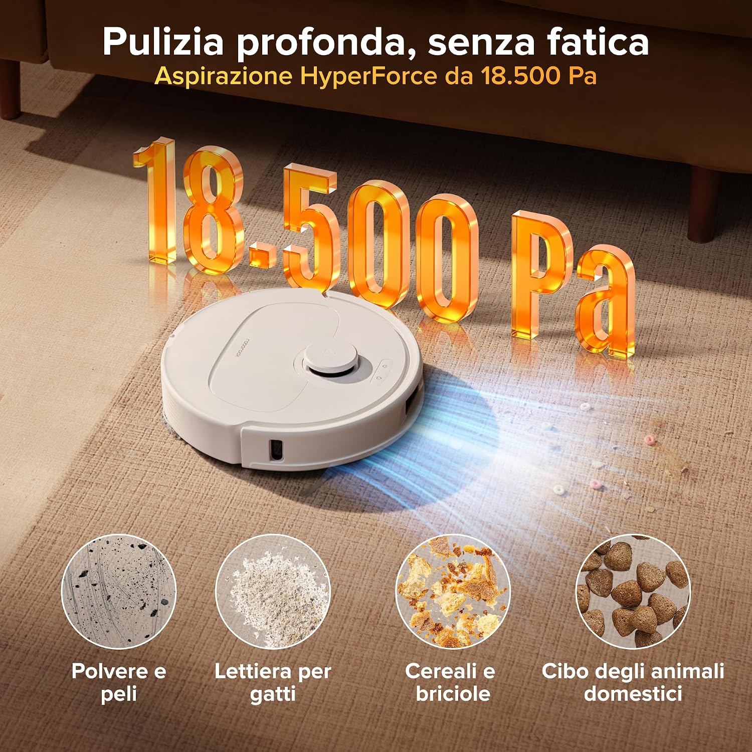Detalle 2 de roborock Qrevo S Pro: Robot Aspirapolvere Lavapavimenti con Lavaggio Panno a 75°C