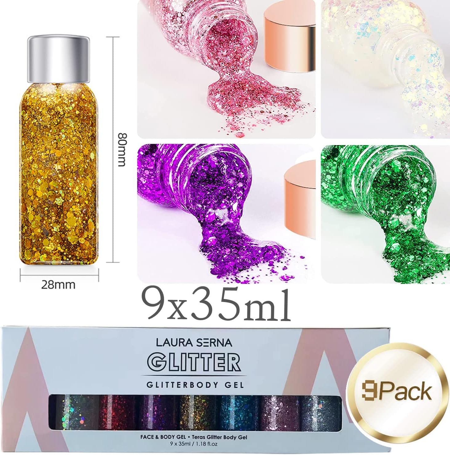 Thumbnail 4 de Confezione 9 gel glitter per corpo, viso e capelli