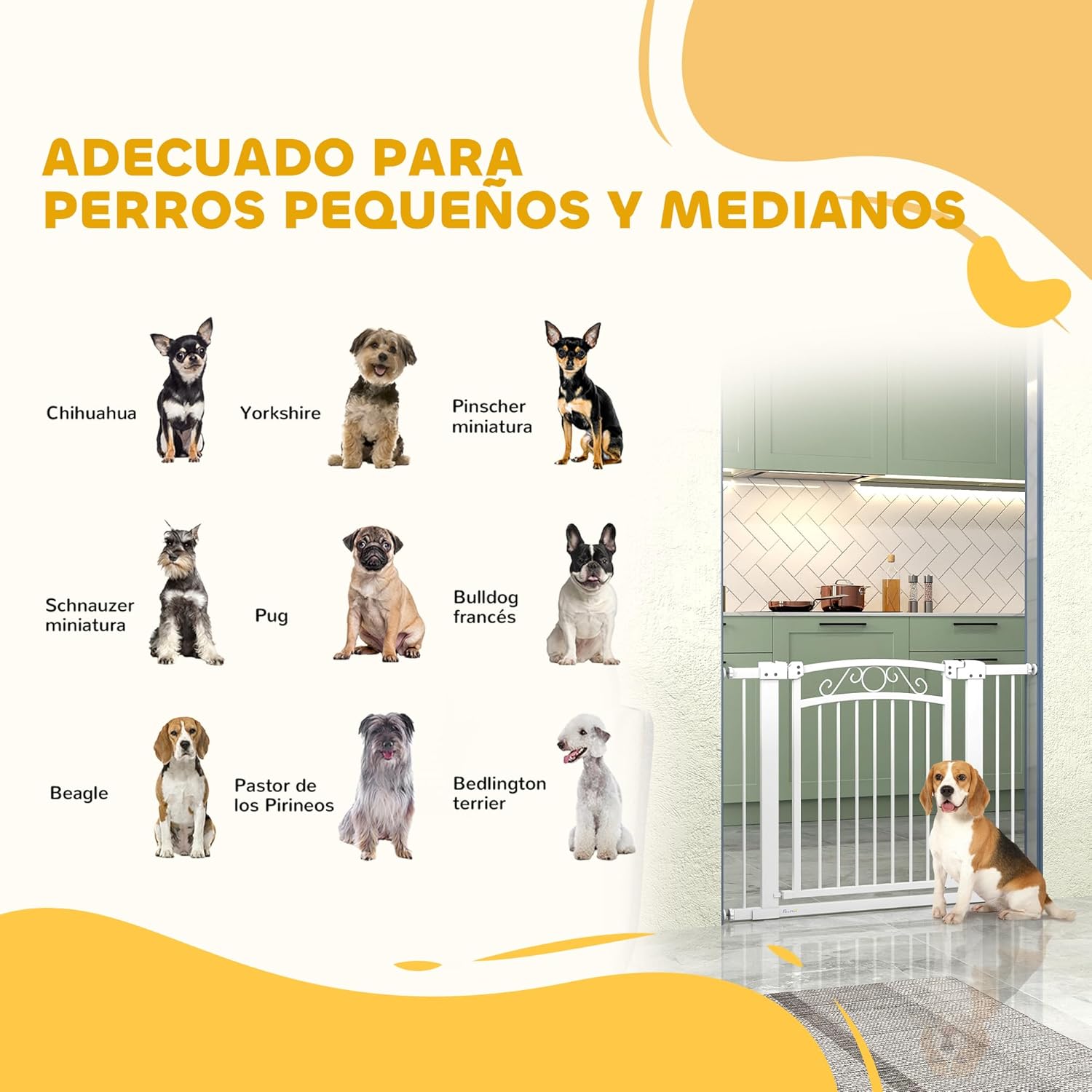 Detalle 2 de PawHut Barrera para Perros 76-104 cm