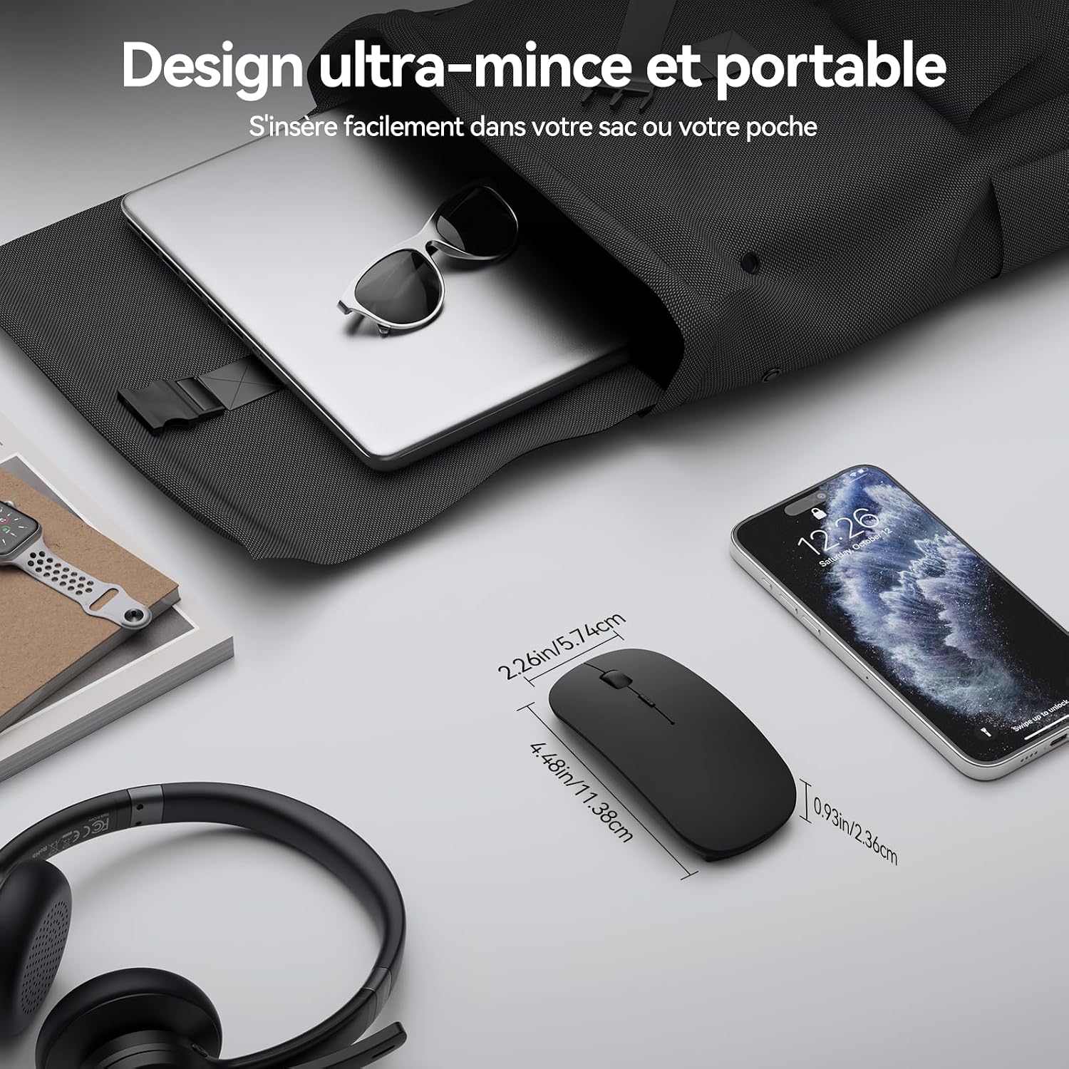 Detalle 2 de TECKNET Souris sans fil Bluetooth rechargeable mini (4 boutons) avec DPI réglable jusqu’à 4800