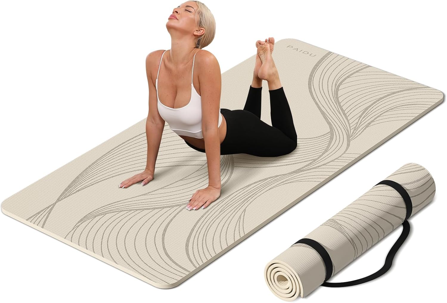 PAIDU Large Yoga Mat (72 x 36 x 0.4) Extra Wide, Extra Thick Non-Slip POE Exercise Mat
