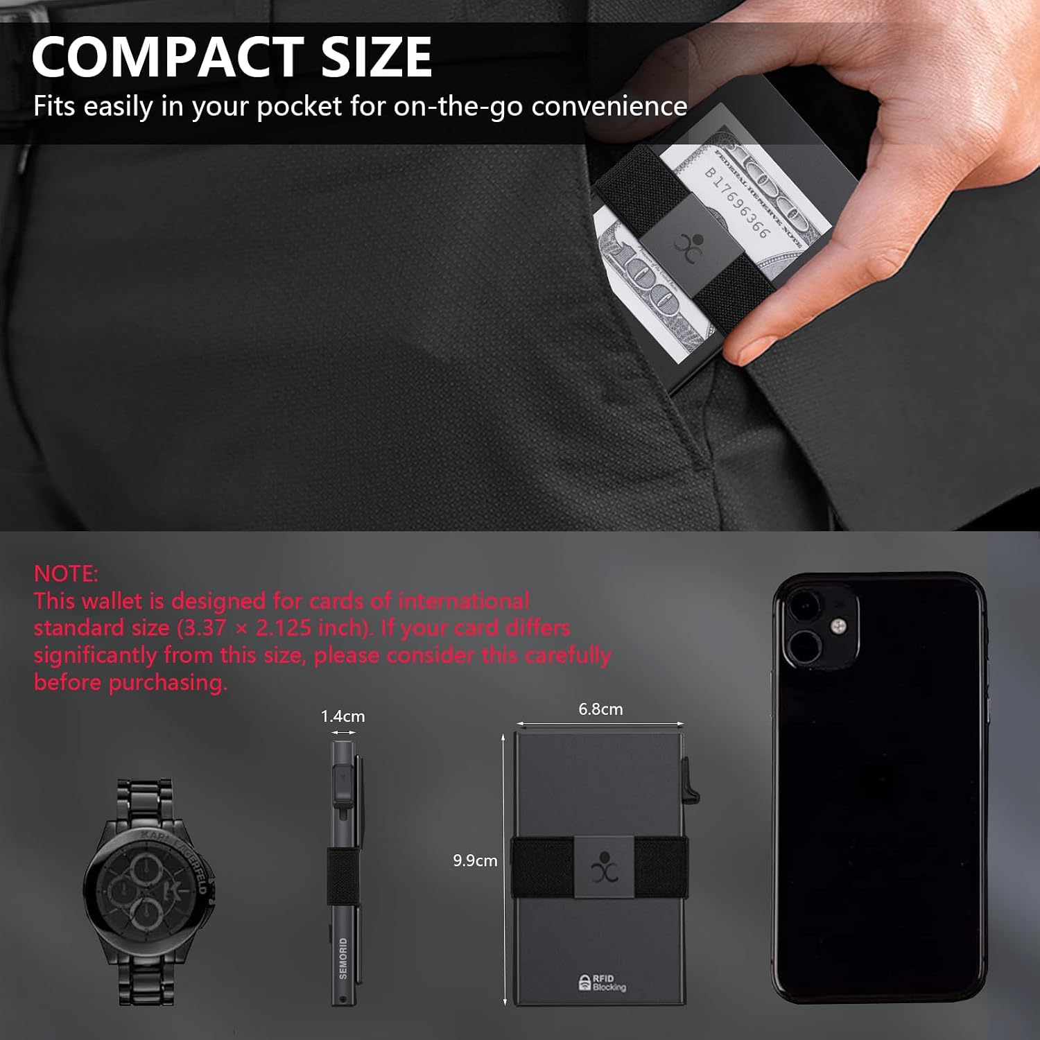 Thumbnail 5 de SEMORID Slim Aluminum Card Holder Wallet 3.9x2.5📇