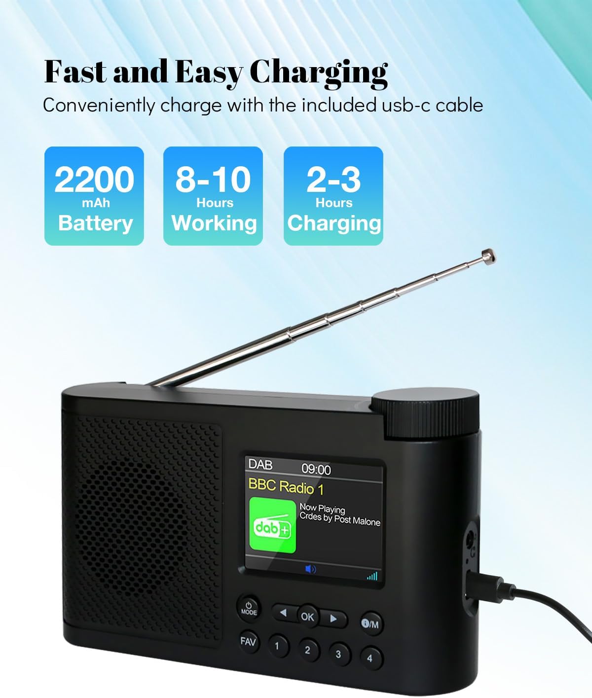 Thumbnail 5 de QEEKADA Radio portatil pequeña DAB/FM Bluetooth