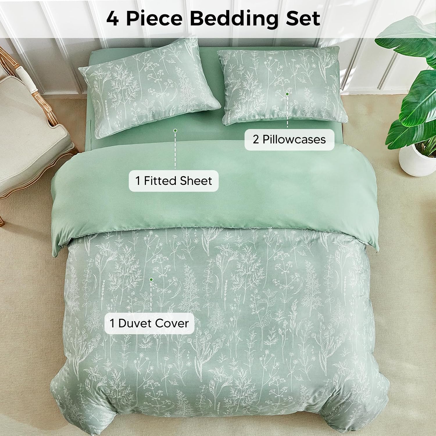 Thumbnail 2 de Tokokimo King Size Duvet Cover Set 40cm fitted sheet