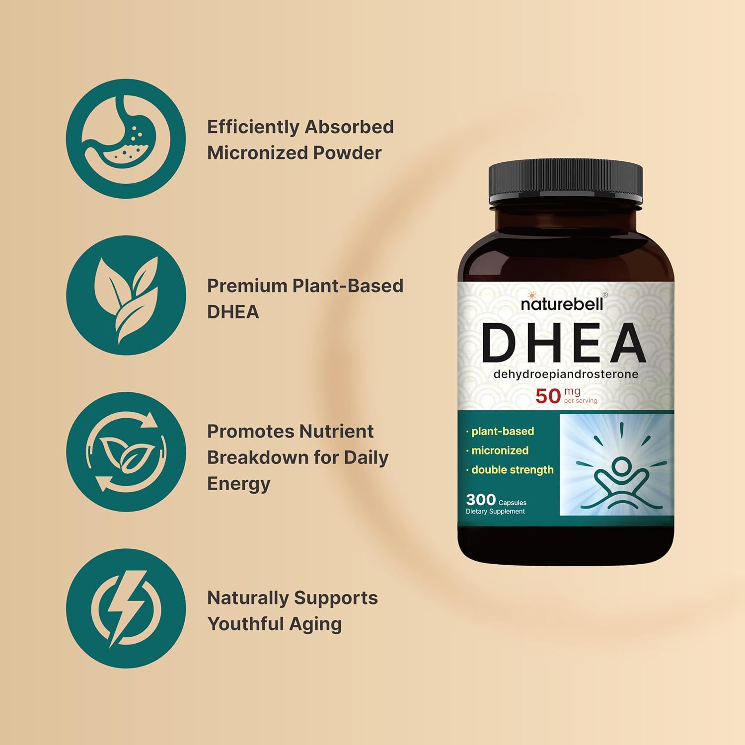 Detalle de NatureBell DHEA Supplement 50 mg