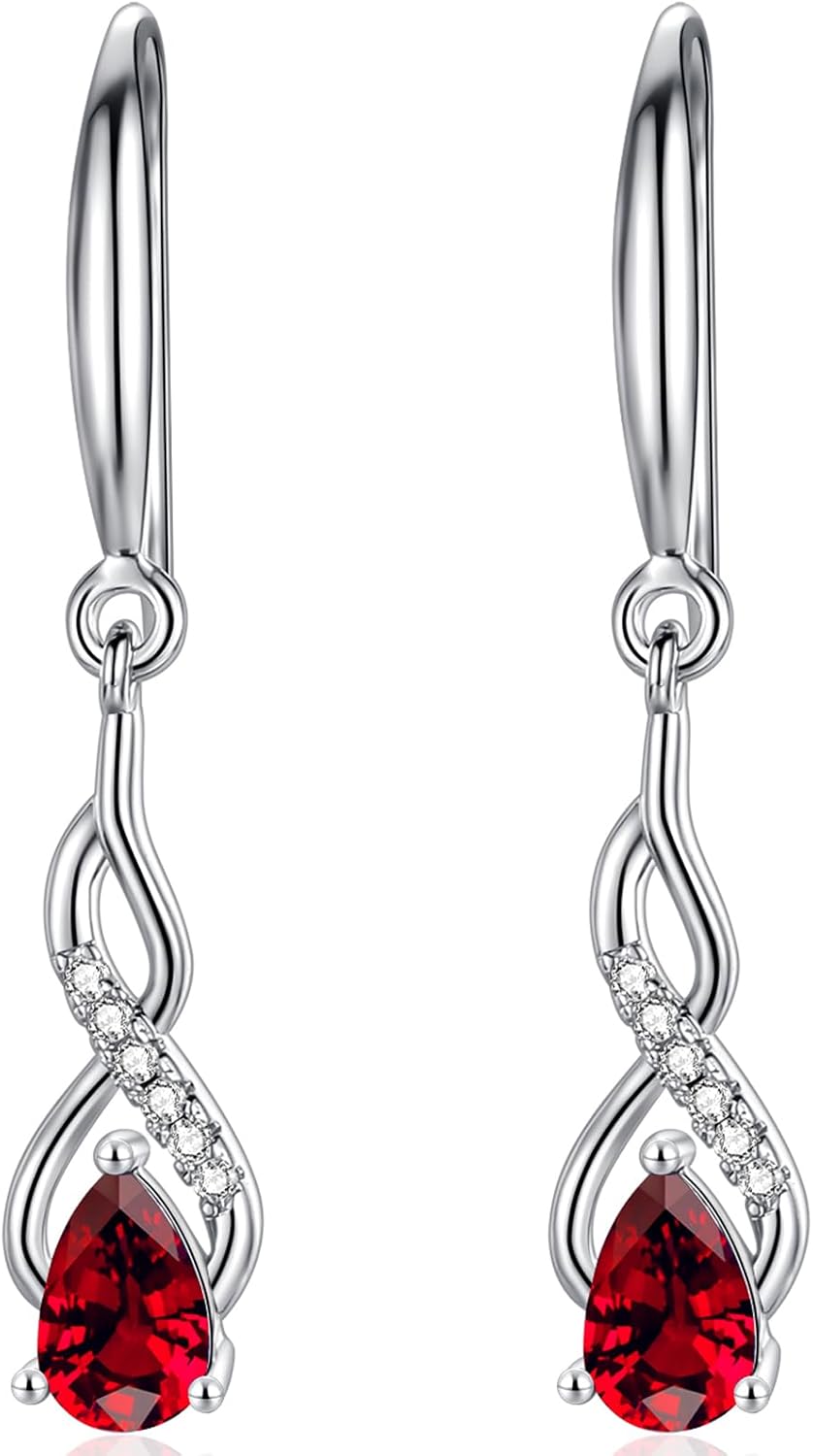Detalle de WOVEE Hängende Ohrringe aus Sterling Silber 925 mit Zirkonia und Granat