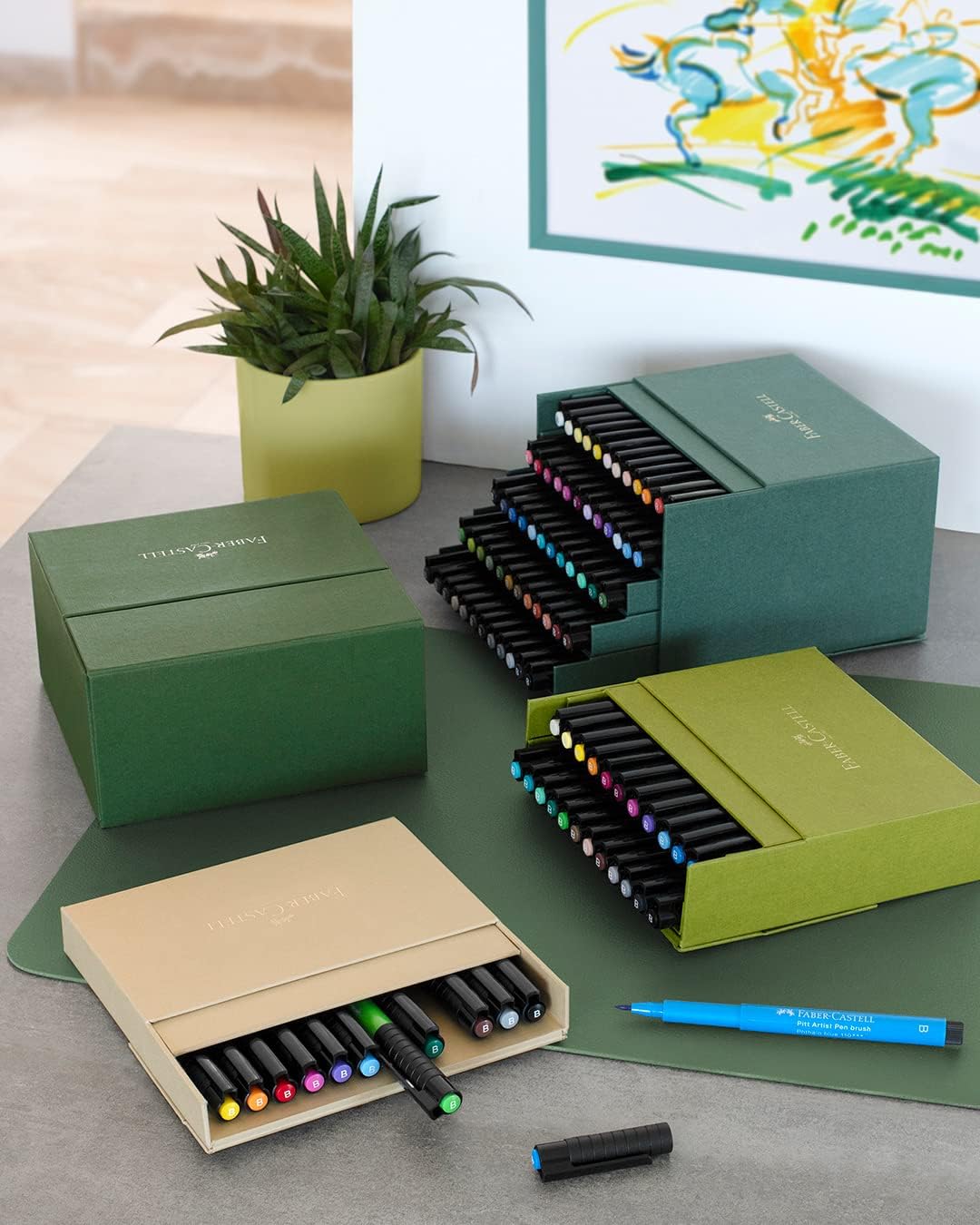 Detalle de Faber-Castell Pitt Artist Pen Brush 60er Atelierbox – Pinselstifte Set
