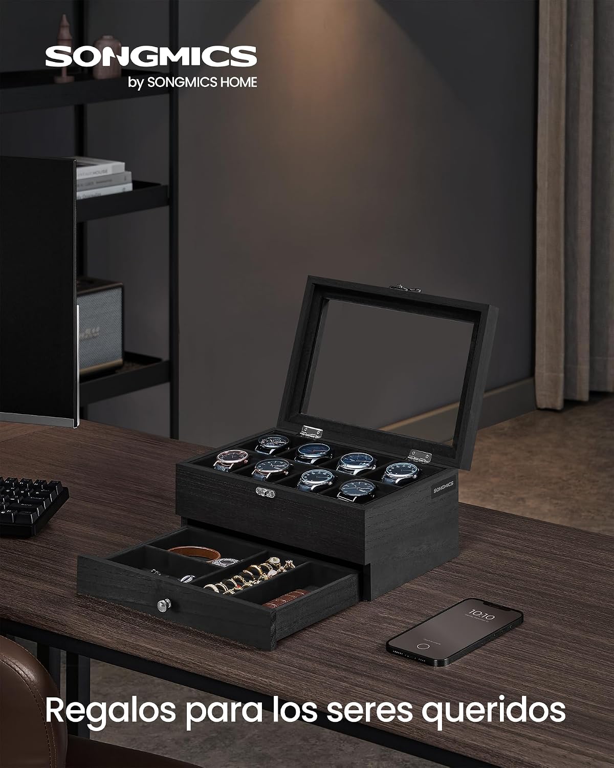 Detalle 2 de SONGMICS JOW008B02 caja para 8 relojes