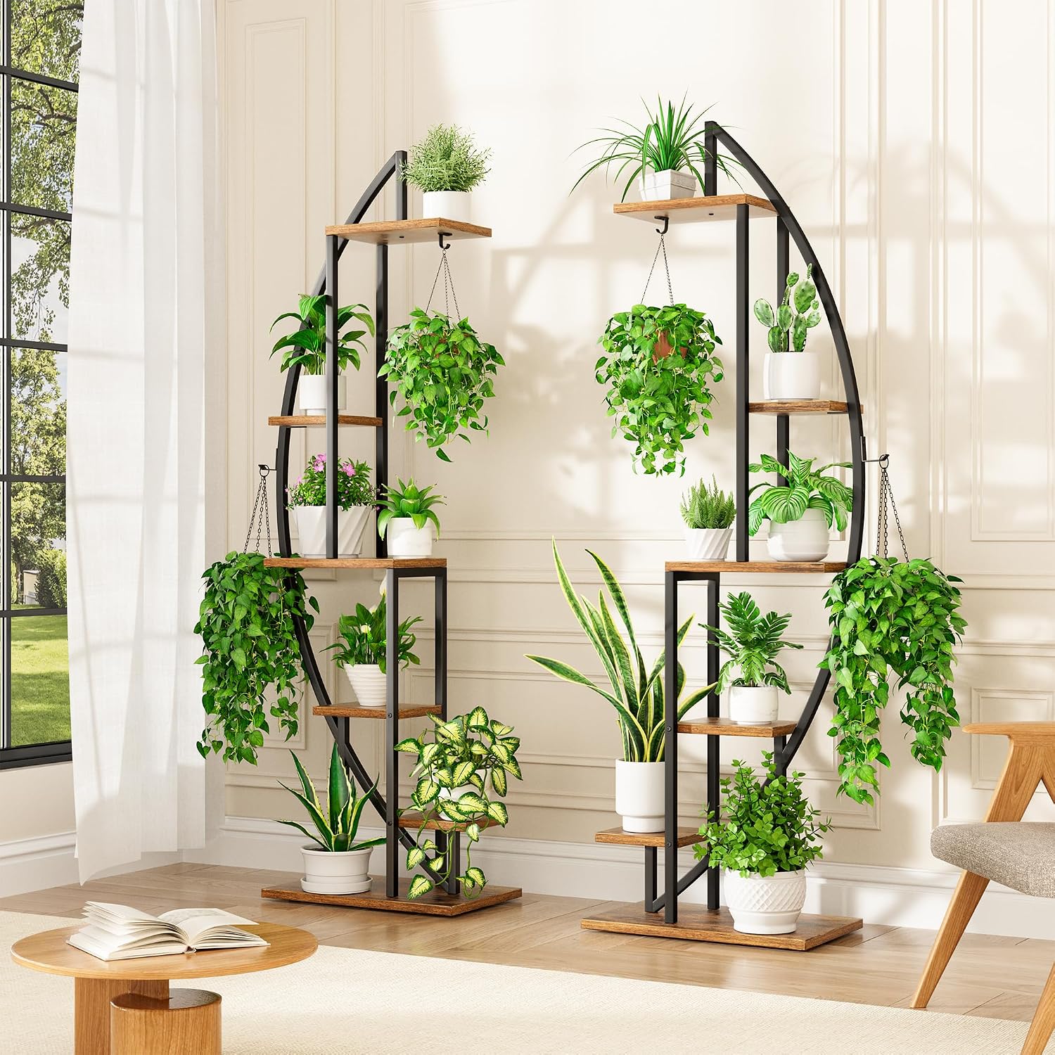 Detalle de BACEKOLL Porta Piante Da Interno 6 Livelli – Scaffale con 2 Pezzi, 160 cm di Altezza