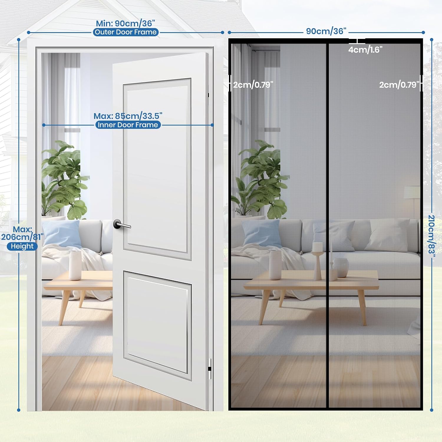 Detalle 2 de Velway zanzariera magnetica 90 x 210 cm