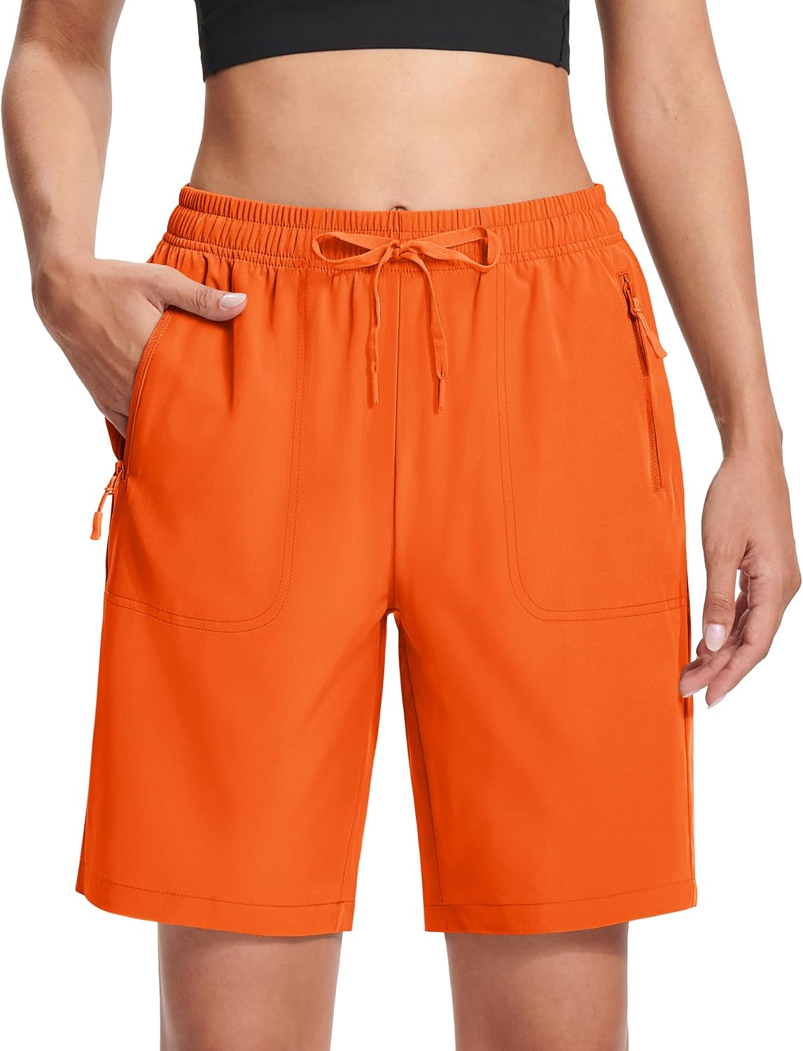 Detalle de MAGCOMSEN Women's Hiking Shorts, 8-Inch Quick-Dry Style with 3 Zip Pockets