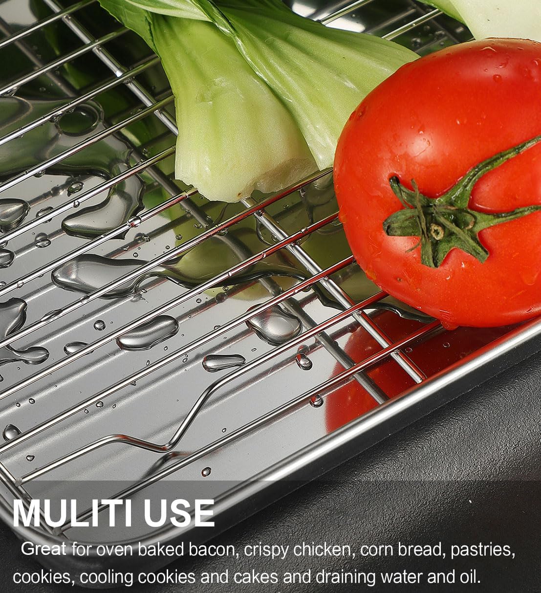 Thumbnail 5 de Stainless Steel Baking Sheet Tray Cooling Rack with Silicone Mats Set — 9-Piece (3 Sheets, 3 Racks, 3 Mats)