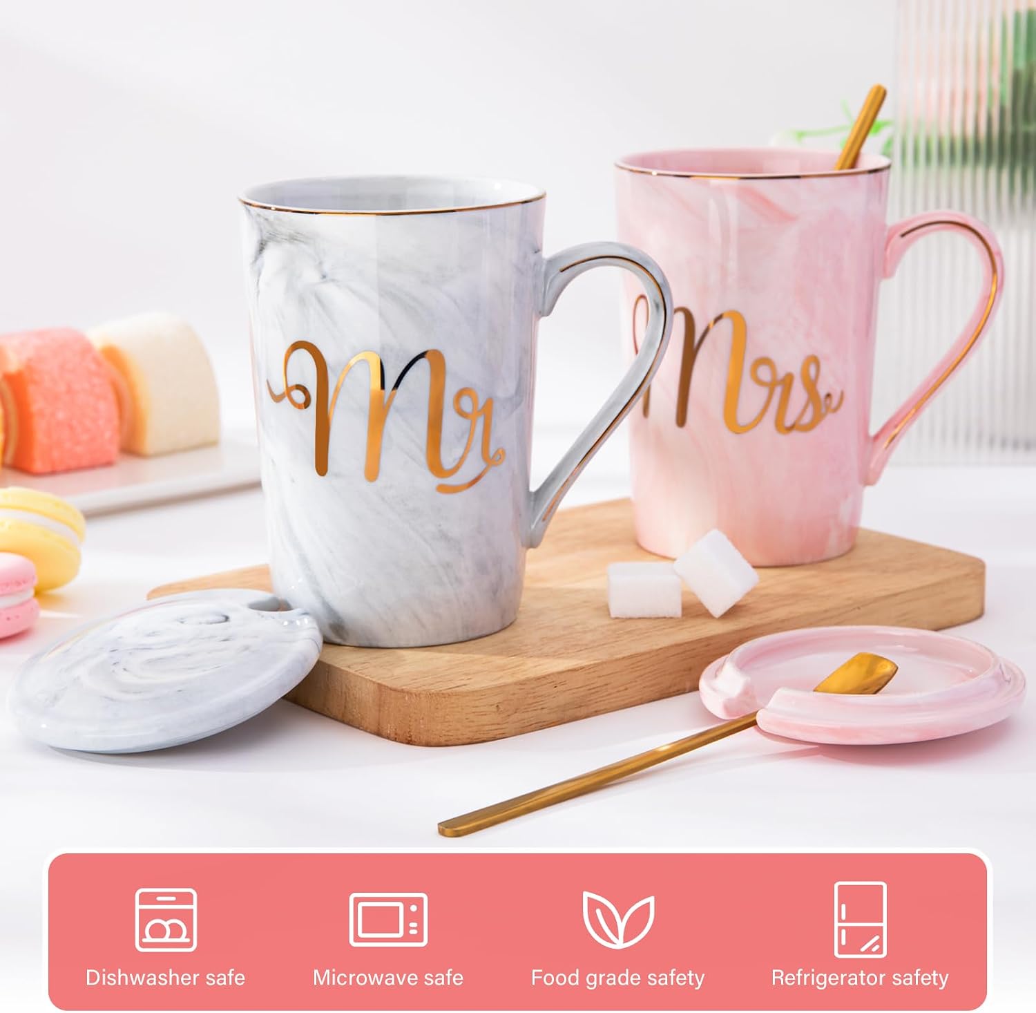Thumbnail 4 de Doublewhale 14oz Marble Mr & Mrs Mug Gift Set for Couples