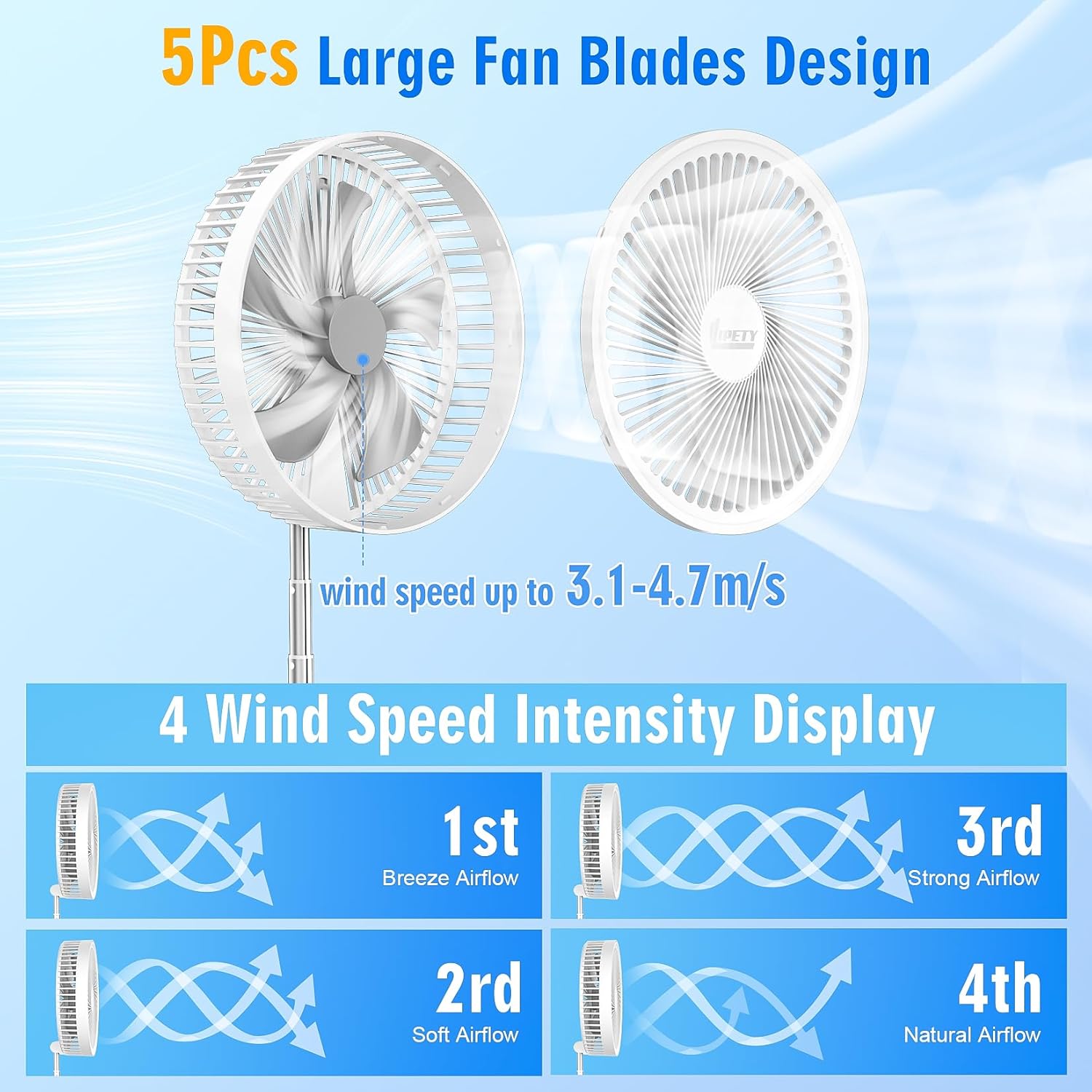 Thumbnail 6 de Portable Foldable Oscillating Fan – 8.6", 8000mAh, USB-C Rechargeable with Remote