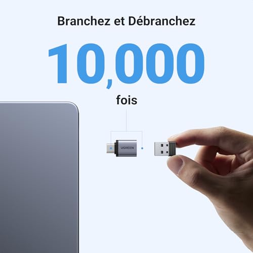Detalle 2 de UGREEN Adaptateur USB C vers USB A 3.2 10Gbps OTG – Lot de 2 (Gris)