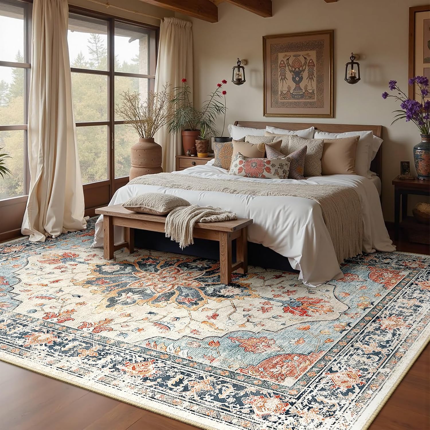 Detalle 2 de RELEANY Area Rug 6'x9' Floral Vintage Medallion