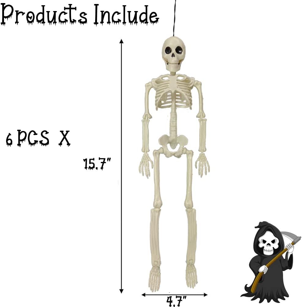 Thumbnail 2 de CAMIRUS LR-WM-WSJGJ 16-Inch Poseable Skeleton Halloween Decorations, 6-Pack