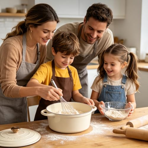 Thumbnail 6 de Topbooc Gusseisen Topf Brot Backen, 26 cm, 5 L – Cremeweiß mit Deckel
