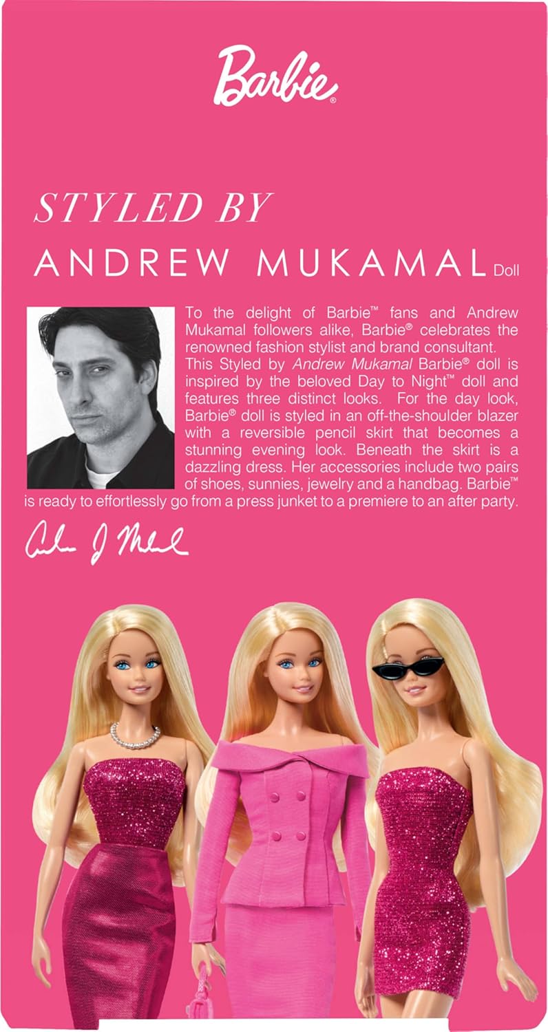Thumbnail 5 de Barbie Signature Styled by Andrew Mukamal – Sammelpuppe JBH81 mit 3 Day-to-Night Looks