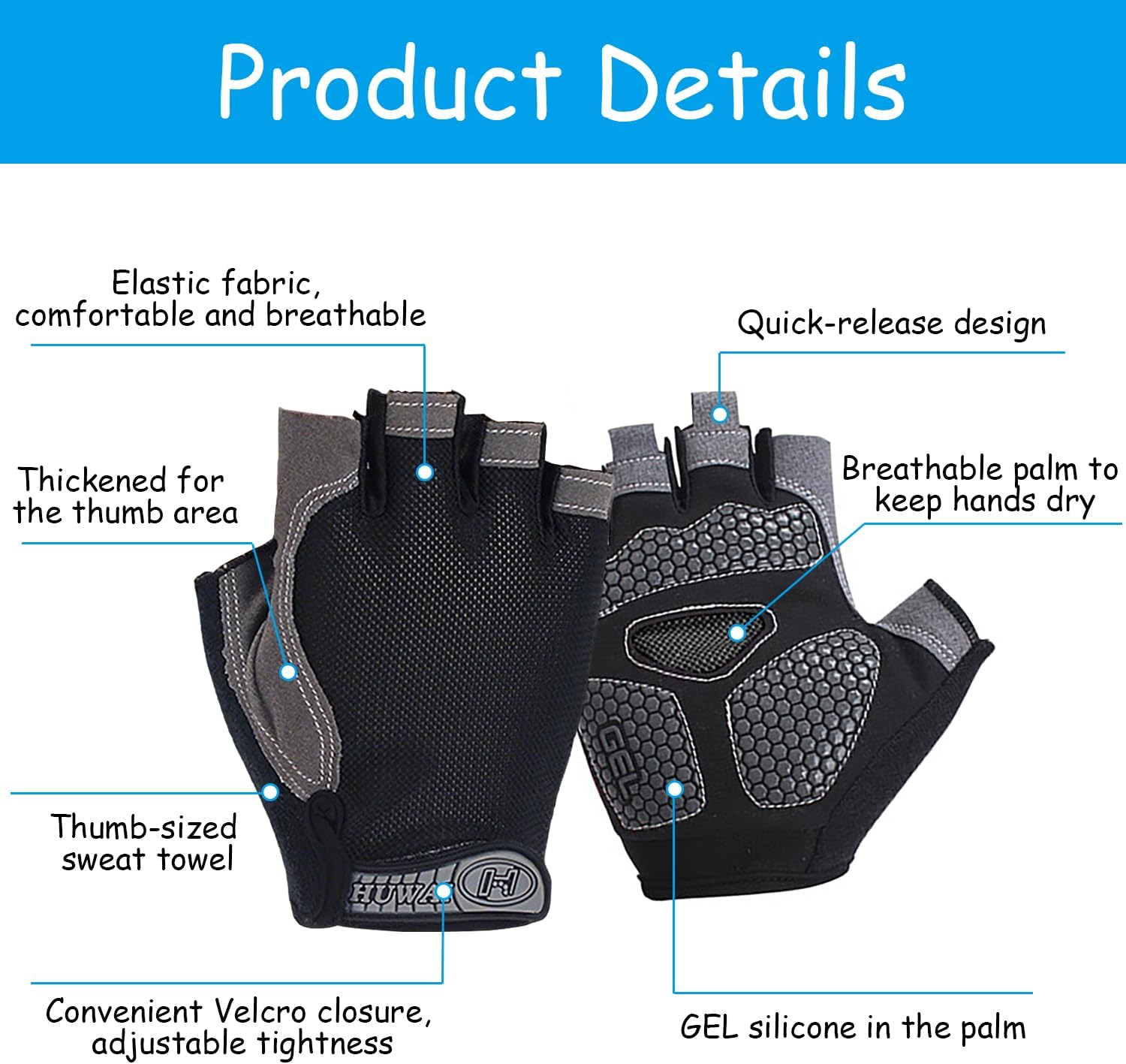 Thumbnail 3 de Gants de musculation xiluuyou en silicone respirant, avec protection de paume (homme et femme)