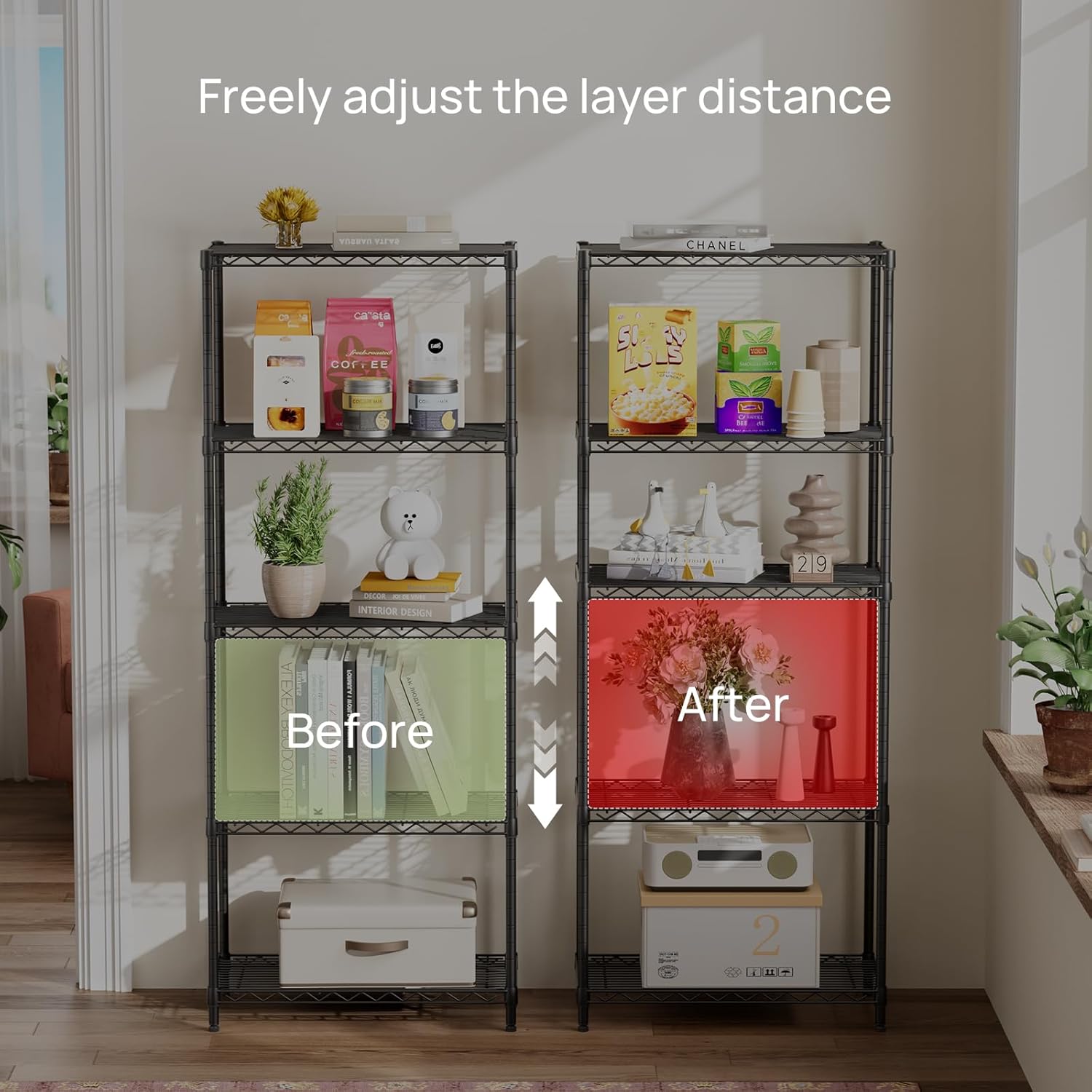 Thumbnail 3 de Golpart 5-Tier Adjustable Storage Shelves Heavy-Duty Metal Utility Rack (500LBS Capacity)