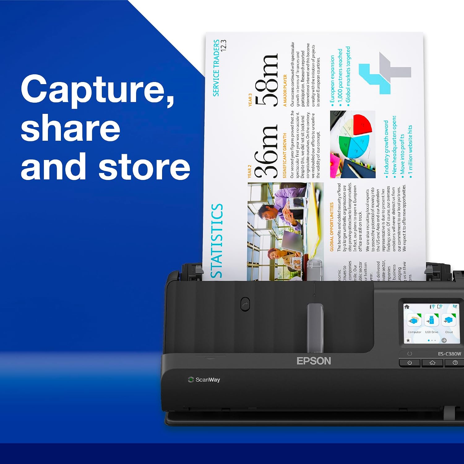 Detalle 2 de Epson ES-C380W Wi‑Fi 30ppm scanner