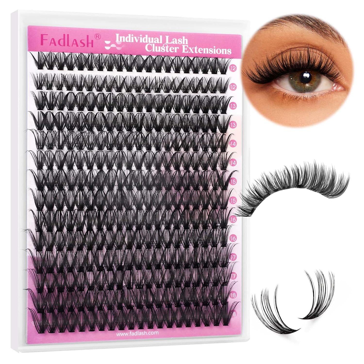 Detalle de Wimpern Einzeln Cluster 40D D Curl 12–18mm