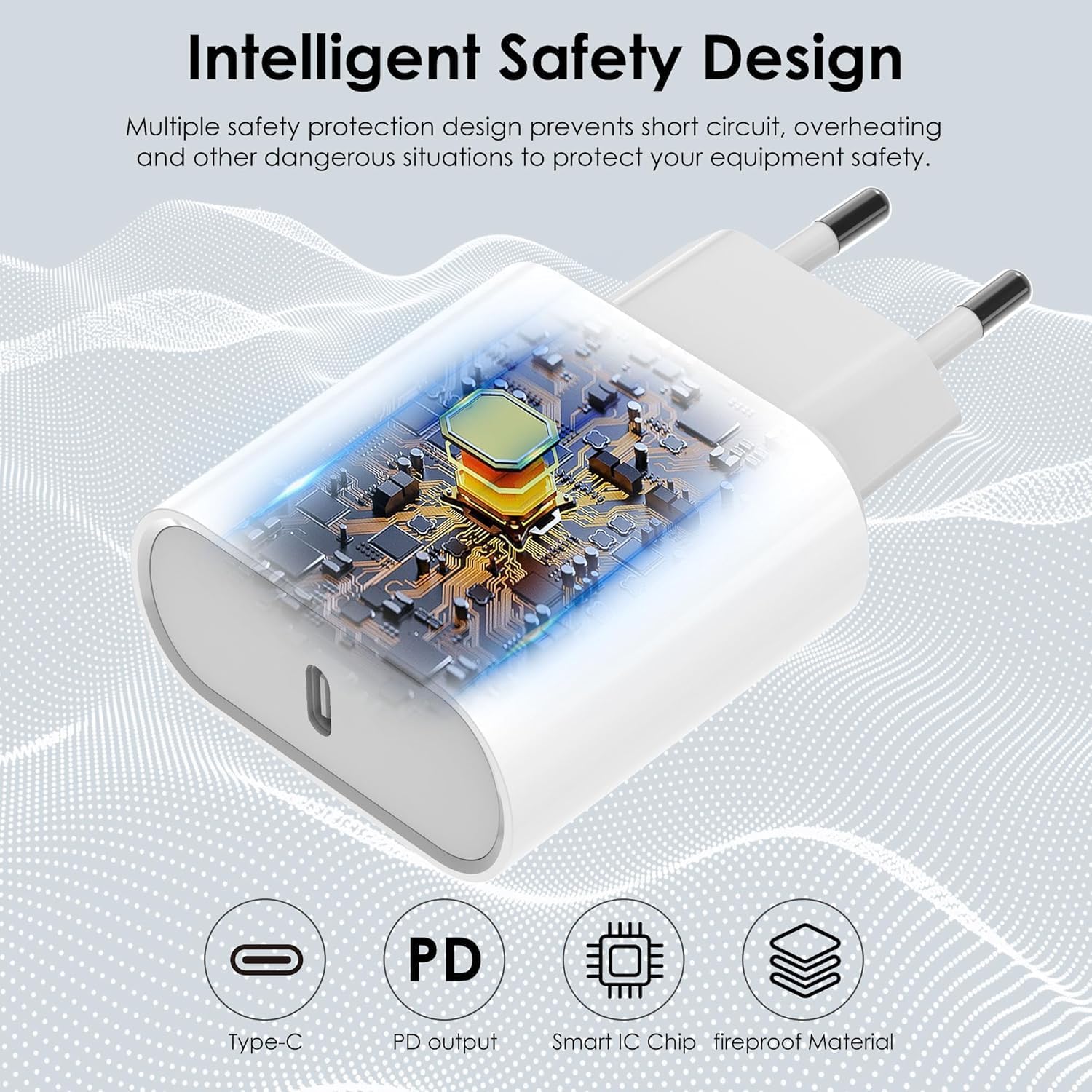 Detalle de Chargeur rapide Wsehnga 20W pour iPhone 14 14 Pro ⚡