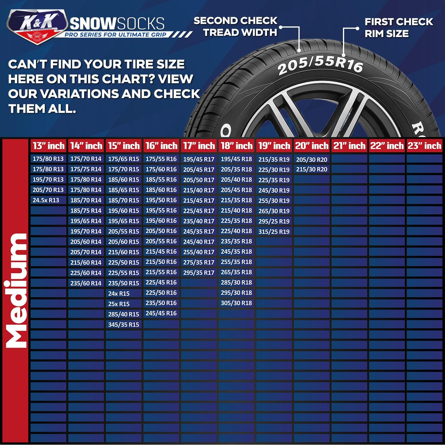 Thumbnail 1 de K&K Auto Pro Series Snow Socks 2pcs for Sedan