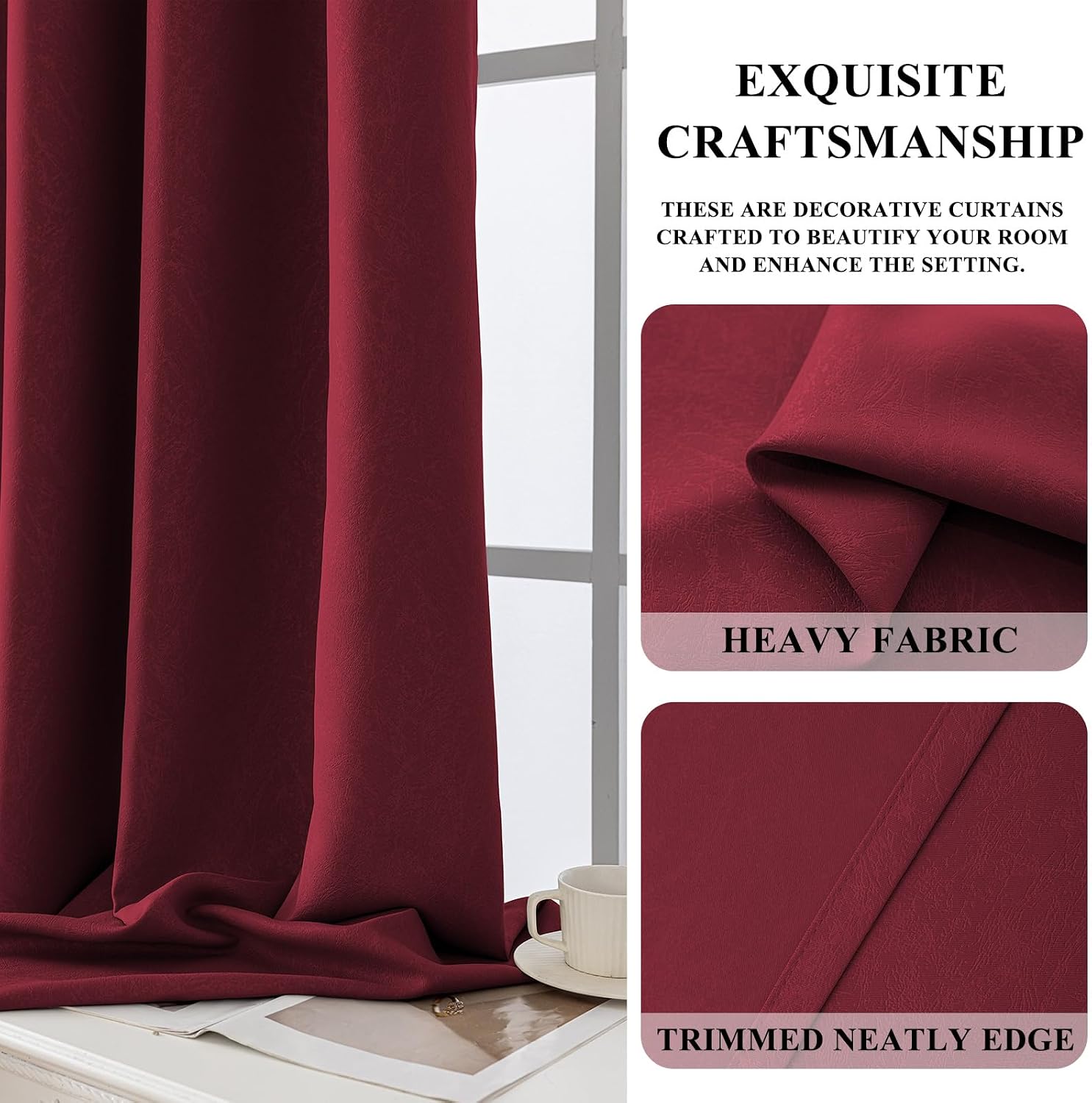 Thumbnail 4 de Ystyle Lot De 2 Rideau Occultant 140x225 cm Bordeaux