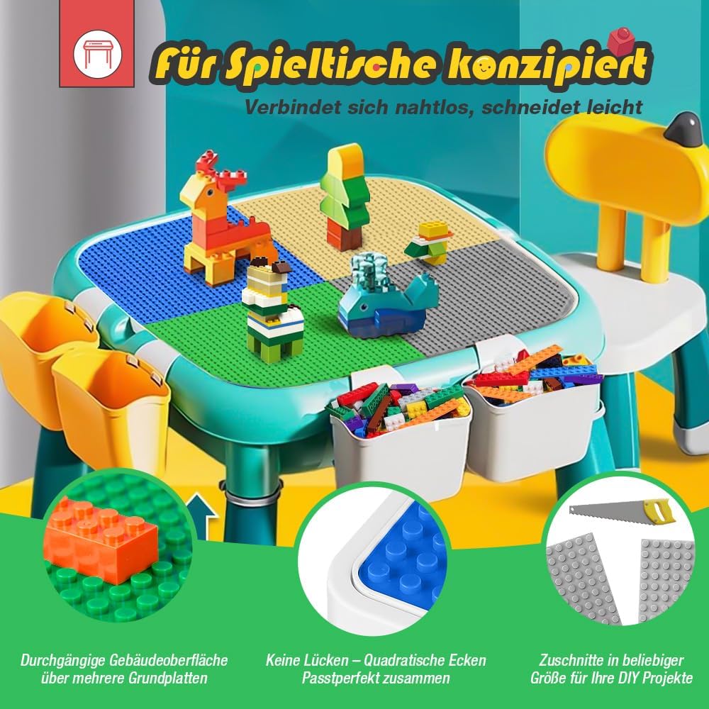 Thumbnail 4 de HUIZDQ 12 Stück Klassische Grundplatten 32x32 Noppen Grau – 100% kompatibel mit großen Marken