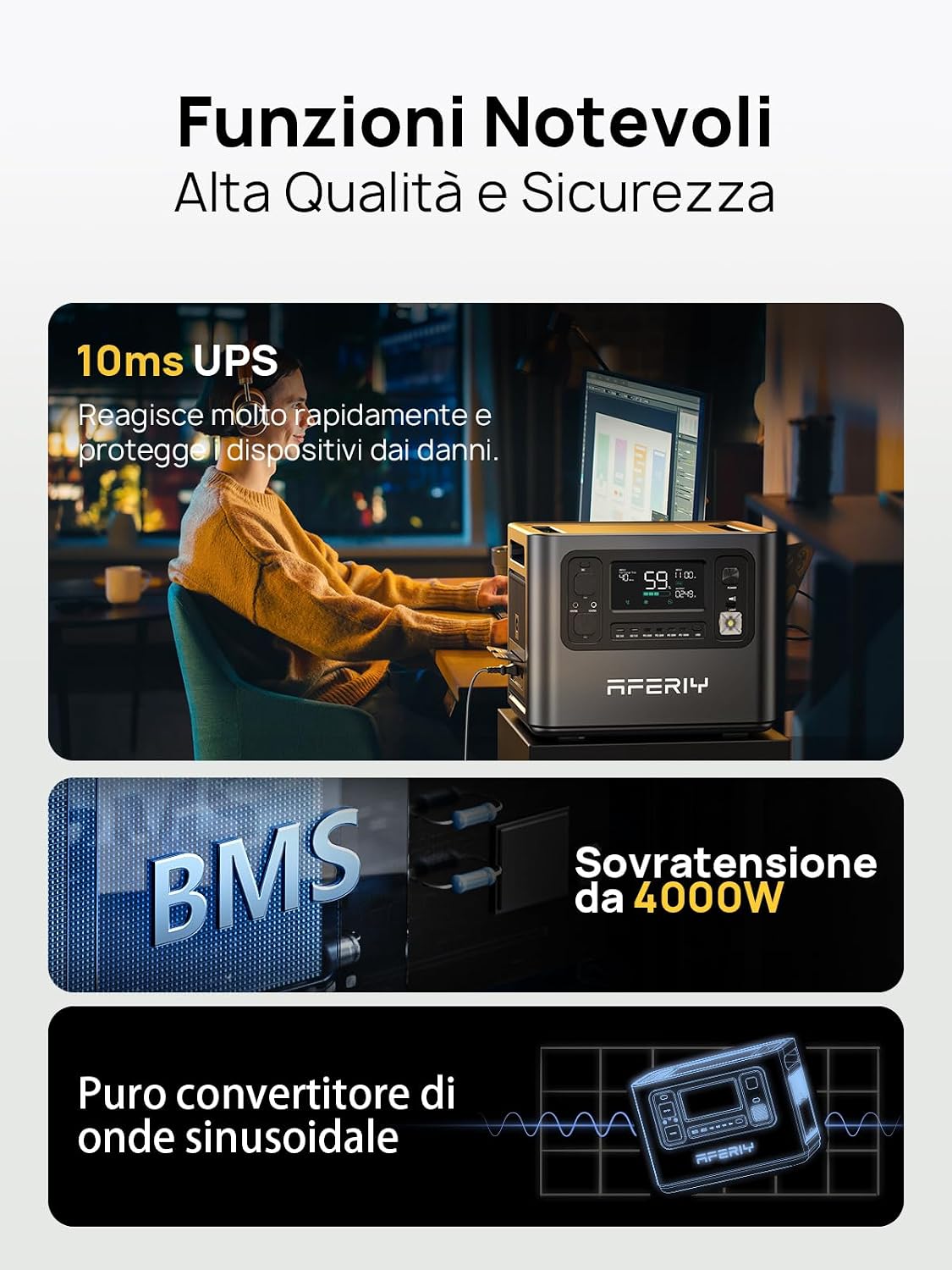 Detalle 2 de AFERIY Stazione alimentazione 2048 Wh ⚡