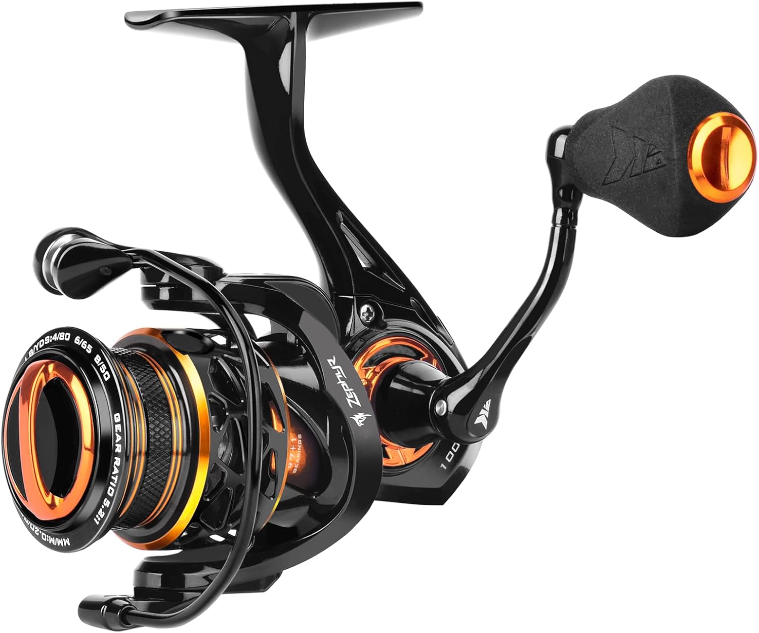 Thumbnail 1 de KastKing Zephyr Spinning Reels (7+1/6+1 BB) – Carbon Fiber Drag, CNC Spool, Sizes 500/1000 SFS (Black/Green/Orange)