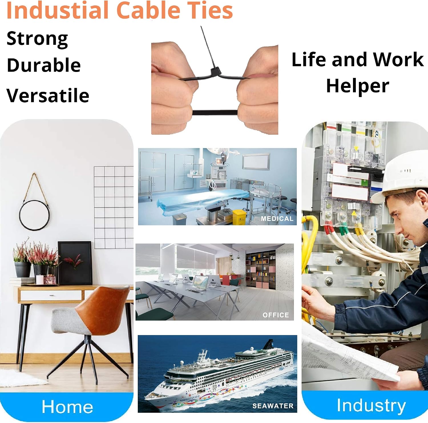 Thumbnail 5 de Nylon cable ties, 12 inch